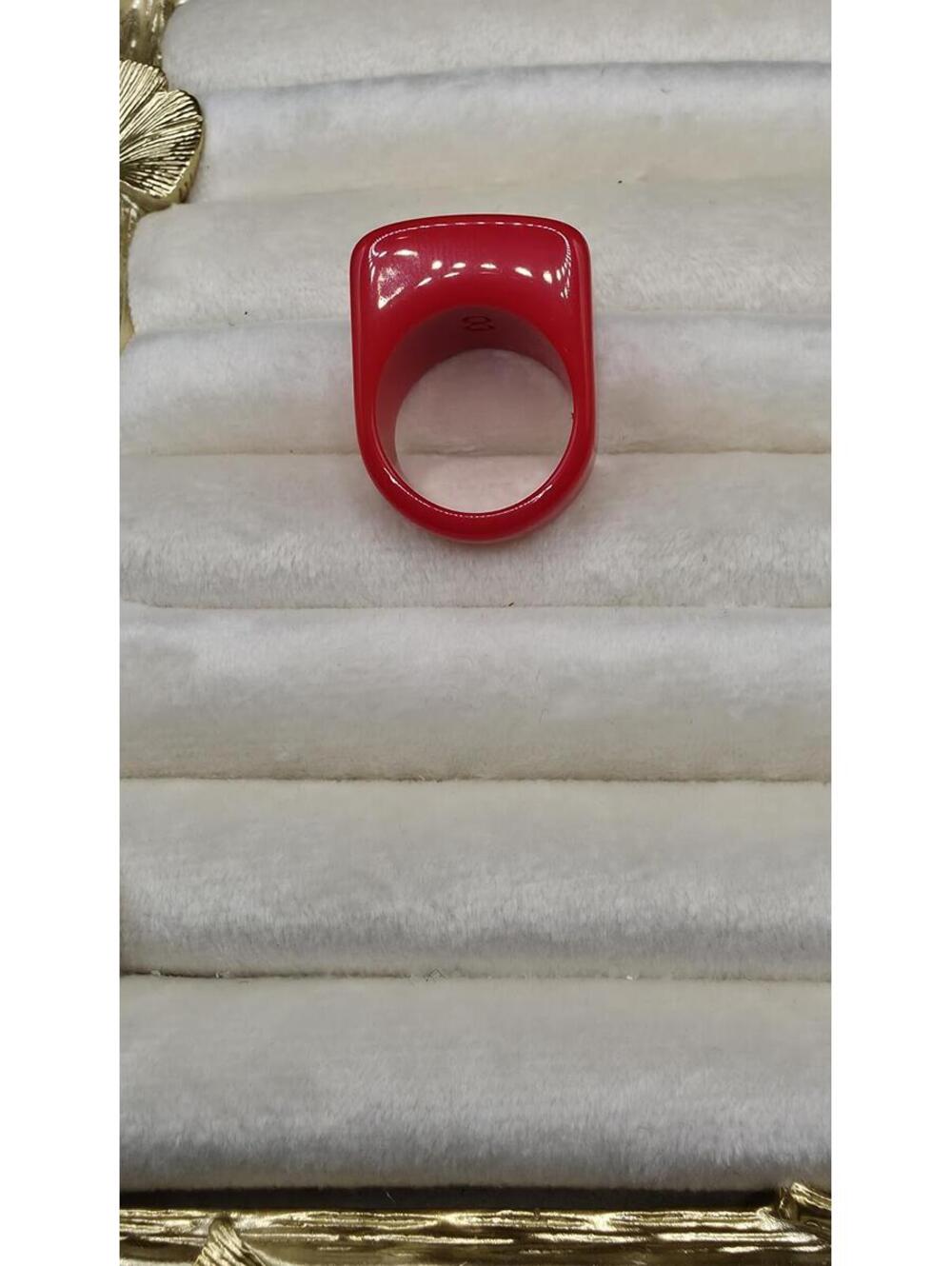Bold Red Square Resin Statement Ring - Picture 3 of 4